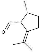 Cyclopentanecarboxaldehyde, 2-methyl-5-(1-methylethylidene)-, (1R-cis)- (9CI) Structure