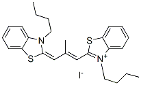 3-butyl-2-[3-(3-butyl-(3H)-benzothiazol-2-ylidene)-2-methylpropen-1-yl]benzothiazolium iodide Structure
