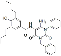 Benzamide,  N-[6-amino-1,2,3,4-tetrahydro-2,4-dioxo-1-phenyl-3-(phenylmethyl)-5-pyrimidinyl]-3,5-dibutyl-4-hydroxy- 구조식 이미지