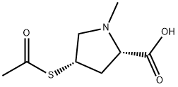 (2S,4S)-4-(Acetylthio)-1-methylpyrrolidine-2-carboxylic acid 구조식 이미지