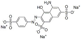trisodium 5-amino-4-hydroxy-3-[(4-sulphonatophenyl)azo]naphthalene-2,7-disulphonate  Structure