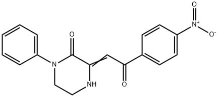 (3Z)-3-[2-(4-nitrophenyl)-2-oxo-ethylidene]-1-phenyl-piperazin-2-one 구조식 이미지