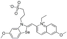1-ethyl-6-methoxy-2-[[5-methoxy-3-(3-sulphonatopropyl)-3H-benzoselenazol-2-ylidene]methyl]quinolinium 구조식 이미지