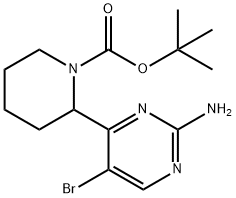 tert-butyl 2-(2-amino-5-bromopyrimidin-4-yl)piperidine-1-carboxylate 구조식 이미지