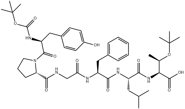 tert-butyloxycarbonyl-tyrosyl-prolyl-glycyl-phenylalanyl-leucyl-(O-tert-butyl)threonine Structure