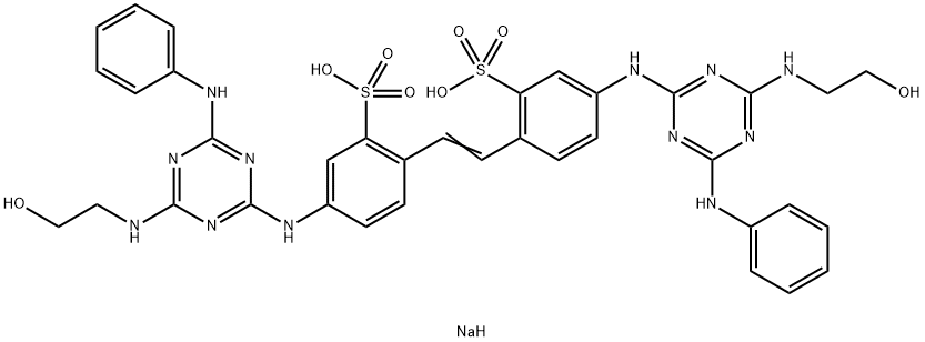 disodium 4,4'-bis[[4-anilino-6-[(2-hydroxyethyl)amino]-1,3,5-triazin-2-yl]amino]stilbene-2,2'-disulphonate Structure