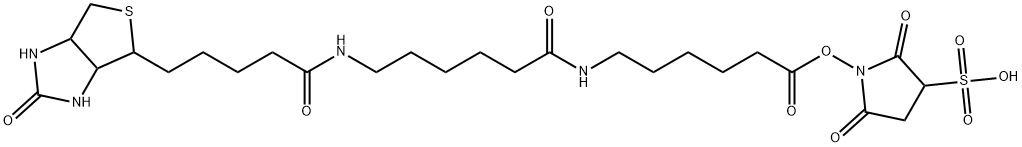 SULFOSUCCINIMIDYL N-[N'-(D-BIOTINYL)-6-AMINOHEXANOYL]-6'-AMINOHEXANOATE Structure