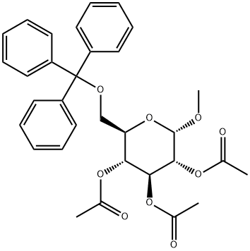 알파-d-글루코피라노사이드,메틸6-O-(트리페닐메틸)-,트리아세테이트 구조식 이미지