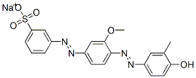 나트륨m-[[4-[(4-히드록시-m-톨릴)아조]-3-메톡시페닐]아조]벤젠술포네이트 구조식 이미지