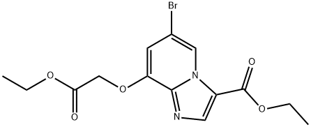 "ethyl 6-bromo-8-(2-ethoxy-2-oxoethoxy)imidazo[1,2-a]pyridine-3-carboxylate " 구조식 이미지