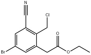 Benzeneacetic acid, 5-bromo-2-(chloromethyl)-3-cyano-, ethyl ester Structure