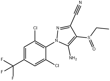 5-아미노-1-[2,6-다이클로로-4-(트라이플루오로메틸)페닐]-4-(에틸설피닐)-1H-피라졸-3-카르보나이트릴 구조식 이미지