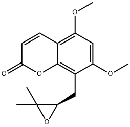 (+)-8-[(3,3-Dimethyloxiran-2-yl)methyl]-5,7-dimethoxy-2H-1-benzopyran-2-one 구조식 이미지