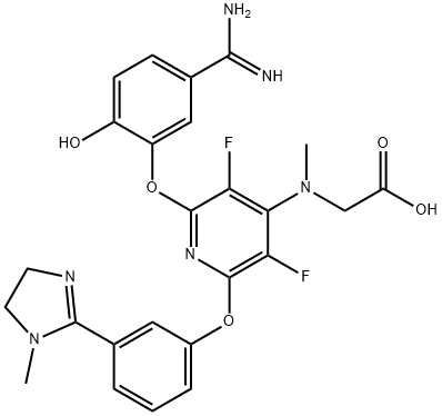 N-[2-[5-(Aminoiminomethyl)-2-hydroxyphenoxy]-6-[3-(4,5-dihydro-1-methyl-1H-imidazol-2-yl)phenoxy]-3,5-difluoro-4-pyridinyl]-N-methylglycine 구조식 이미지