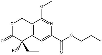 (S)-4-Ethyl-4-hydroxy-8-Methoxy-3-oxo-3,4-dihydro-1H-pyrano[3,4-c]pyridine-6-carboxylic acid propyl ester 구조식 이미지