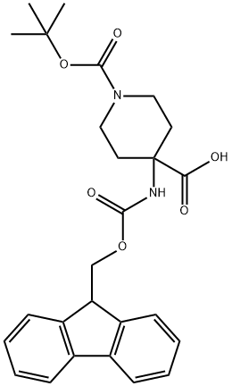 4-(9H-FLUOREN-9-YLMETHOXYCARBONYLAMINO)-PIPERIDINE-1,4-DICARBOXYLIC ACID MONO-TERT-BUTYL ESTER 구조식 이미지