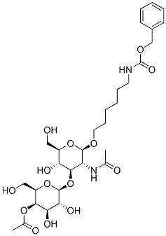 Carbamic acid, 6-2-(acetylamino)-3-O-(4-O-acetyl-.beta.-D-galactopyranosyl)-2-deoxy-.beta.-D-glucopyranosyloxyhexyl-, phenylmethyl ester Structure