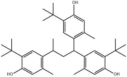 1,1,3-트리스(2-메틸-4-하이드록시-5-t-부틸페닐)부탄 구조식 이미지