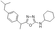 N-cyclohexyl-5-[1-[4-(2-methylpropyl)phenyl]ethyl]-1,3,4-oxadiazol-2-a mine 구조식 이미지