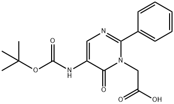 2-(5-(tert-butoxycarbonylamino)-6-oxo-2-phenylpyrimidin-1(6H)-yl)acetic acid Structure