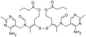 dithiobis[3-[1-[[(4-amino-2-methylpyrimidin-5-yl)methyl]formylamino]ethylidene]propane-3,1-diyl] dibutyrate Structure