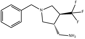 C-(1-벤질-4-트리플루오로메틸-피롤리딘-3-일)-메틸아민 구조식 이미지
