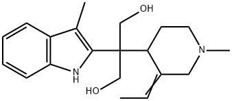 2-(3-Ethylidene-1-methyl-4-piperidinyl)-2-(3-methyl-1H-indol-2-yl)-1,3-propanediol 구조식 이미지