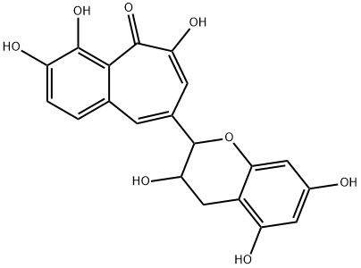 8-[(3,4-Dihydro-3,5,7-trihydroxy-2H-1-benzopyran)-2-yl]-3,4,6-trihydroxy-5H-benzocyclohepten-5-one 구조식 이미지