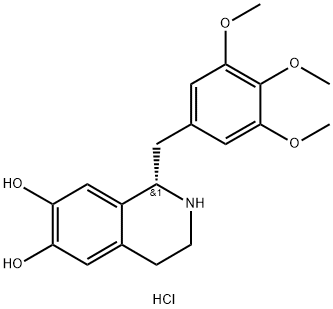 트레토퀴놀L-형하이드로클로라이드; (S)-1,2,3,4-테트라하이드로-6,7-다이하이드록시-1-(3,4,5-트라이메톡시벤질)아이소퀴놀리늄클로라이드 구조식 이미지