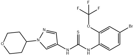 N-[4-Bromo-2-(trifluoromethoxy)phenyl]-N'-(1-tetra-hydro-2H-pyran-4-yl-1H-pyrazol-4-yl)thioure Structure