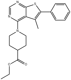 Ethyl 1-(5-methyl-6-phenylthieno[2,3-d]pyrimidin-4-yl)piperidine-4-carboxylate Structure