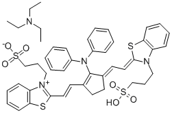 BENZOTHIAZOLIUM, 2-[2-[2-(DIPHENYLAMINO)-3-[[3-(3-SULFOPROPYL)-2(3H)-BENZOTHIAZOLYLIDENE]ETHYLIDENE]-1-CYCLOPENTEN-1-YL]ETHENYL]-3-(3-SULFOPROPYL)-, INNER SALT, N,N-DIETHYLETHANAMINE (1:1) 구조식 이미지