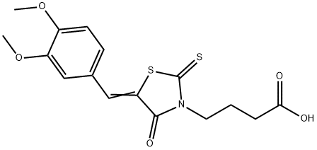 4-[5-(3,4-DIMETHOXY-BENZYLIDENE)-4-OXO-2-THIOXO-THIAZOLIDIN-3-YL]-BUTYRIC ACID 구조식 이미지