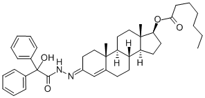 2'-[17-[(1-oxoheptyl)oxy]androst-4-en-3-ylidene]-2-phenylglycolohydrazide 구조식 이미지