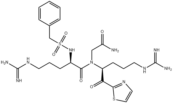 N2-[(Phenylmethyl)sulfonyl]-D-arginyl-N-[(1S)-4-[(aminoiminomethyl)amino]-1-(2-thiazolylcarbonyl)butyl]glycinamide Structure