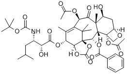 186348-23-2 Hexanoic acid, 3-[[(1,1-dimethylethoxy)carbonyl]amino]-2-hydroxy-5-methyl-, (3aS,4R,7R,8aS,9S,10aR,12aS,12bR,13S,13aS)-7,12a-bis(acetyloxy)-13-(benzoyloxy)-3a,4,7,8,8a,9,10,10a,12,12a,12b,13-dodecahyd
ro-9-hydroxy-5,8a,14,14-tetramethyl-2,8-dioxo-6,13a-methano-13aH-oxeto[2'',3'':5',6']benzo[1',2':4,5]cyclodeca[1,2-d]-1,3-dioxol-4-yl ester, (2R,3S)-