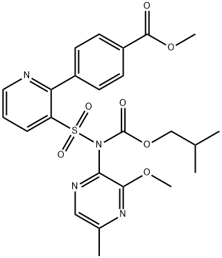 Methyl 4-(3-{[(3-Methoxy-5-Methylpyrazin-2-yl)[(2-Methylpropoxy)carbonyl]aMino]sulfonyl}pyridin-2-yl)benzoate 구조식 이미지