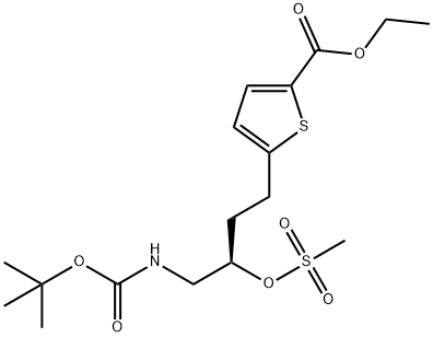 ETHYL 5-[(3R)-4-(TERT-BUTOXYCARBONYLAMINO)-3-(MESYLOXY)BUTYL]THIOPHENE-2-CARBOXYLATE Structure