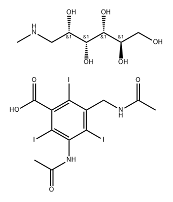 1-deoxy-1-(methylamino)-D-glucitol alpha,5-diacetamido-2,4,6-triiodo-m-toluate 구조식 이미지