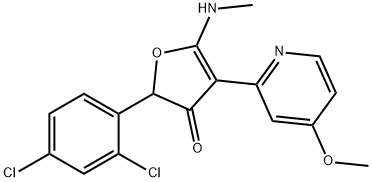 3(2H)-Furanone,  2-(2,4-dichlorophenyl)-4-(4-methoxy-2-pyridinyl)-5-(methylamino)- 구조식 이미지