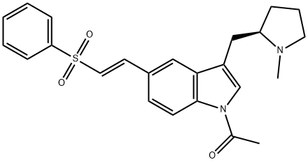 1-acetyl-3-[((2r)-1-methylpyrrolidin-2-yl)methyl]-5-[(e)-2-(phenylsulfonyl)vinyl]indole 구조식 이미지