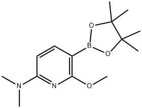 2-Pyridinamine, 6-methoxy-N,N-dimethyl-5-(4,4,5,5-tetramethyl-1,3,2-dioxaborolan-2-yl)- Structure