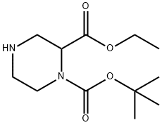 피페라진-1,2-디카르복실산1-tert-부틸에스테르2-에틸에스테르 구조식 이미지