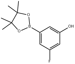 Phenol, 3-fluoro-5-(4,4,5,5-tetramethyl-1,3,2-dioxaborolan-2-yl)- 구조식 이미지