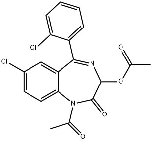 1-Acetyl-3-(acetyloxy)-7-chloro-5-(2-chlorophenyl)-1,3-dihydro-2H-1,4-benzodiazepin-2-one 구조식 이미지