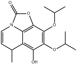 2H,6H-Oxazolo[5,4,3-ij]quinolin-2-one,  7-hydroxy-6-methyl-8,9-bis(1-methylethoxy)- 구조식 이미지