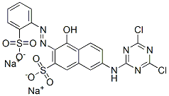 disodium 7-[(4,6-dichloro-1,3,5-triazin-2-yl)amino]-4-hydroxy-3-[(2-sulphonatophenyl)azo]naphthalene-2-sulphonate Structure