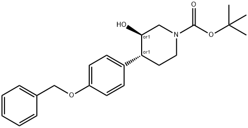 1-Piperidinecarboxylic acid, 3-hydroxy-4-[4-(phenylmethoxy)phenyl]-, 1,1-dimethylethyl ester, trans- 구조식 이미지