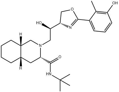(3S,4aS,8aS)-2-[(2R)-2-[(4S)-2-[3-Hydroxy-2-methylphenyl]-4,5-dihydrooxazol-4-yl]-2-hydroxyethyl]decahydroisoquinoline-3-carboxylic acid tert-butylamide Structure