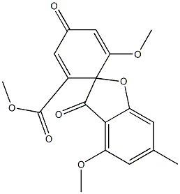 (-)-4,6'-Dimethoxy-6-methyl-3,4'-dioxospiro[benzofuran-2(3H),1'-[2,5]cyclohexadiene]-2'-carboxylic acid methyl ester Structure